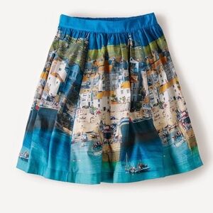 Boden | Florence Beach Scene Pleated Skirt